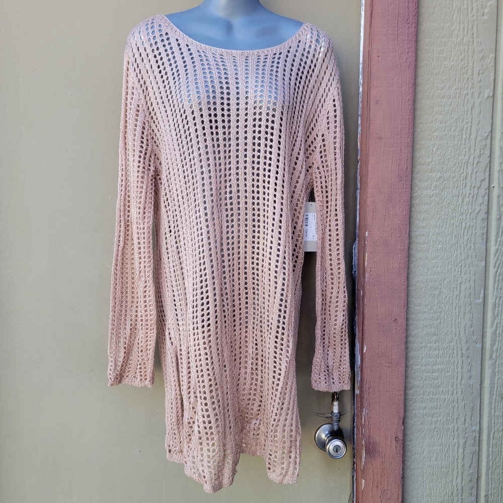 Big Water Blue Sky Taupe Sweater Dress - Women's Large - Lizard Thicket